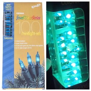 NOMA Jewel Tone 100 String Mini Lights TURQUOISE 31ft NOS New Vintage Christmas
